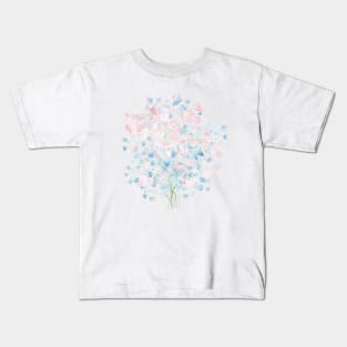 light pink and blue baby breath bouquet Kids T-Shirt